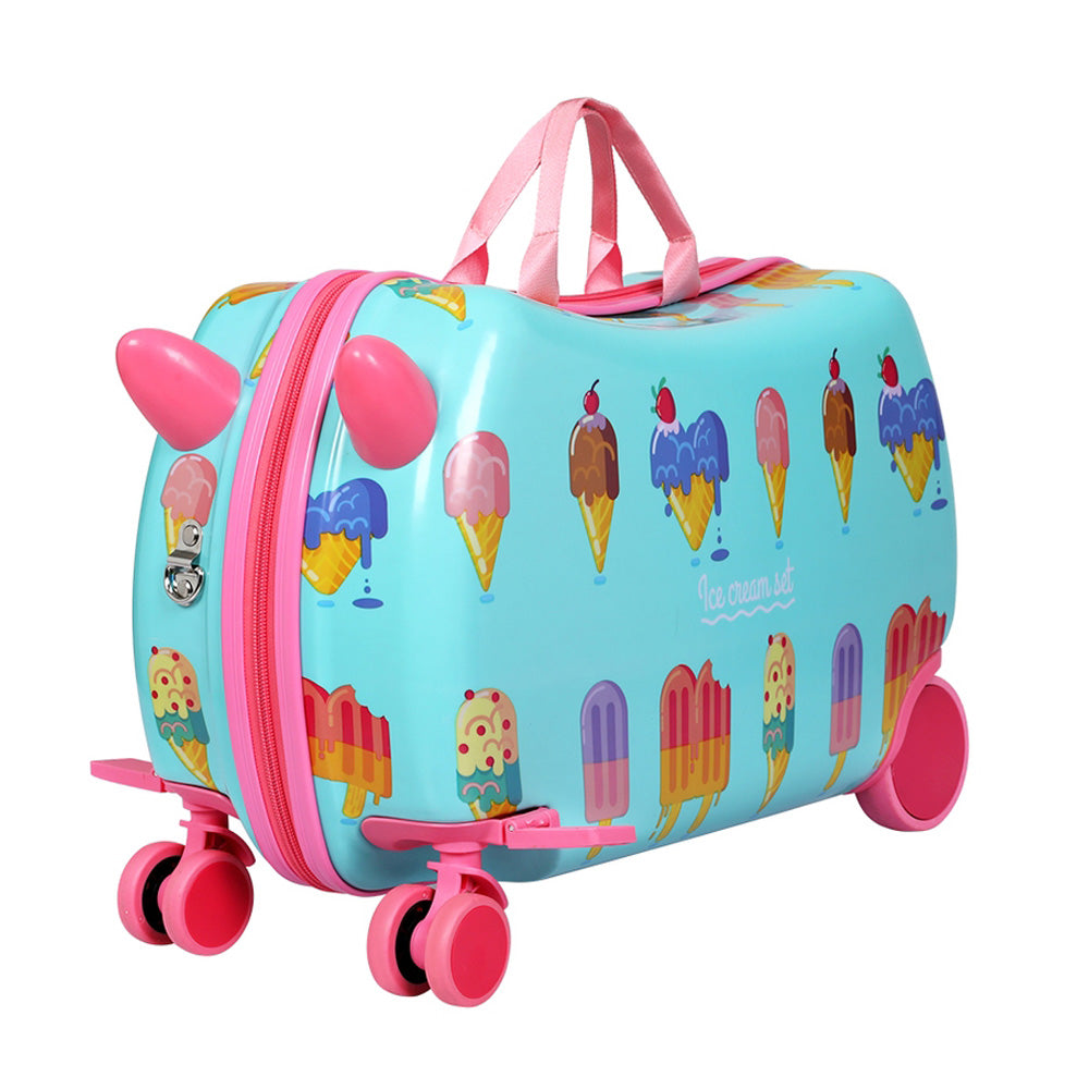 Wanderlite 17&quot; Kids Ride On Luggage Children Suitcase Trolley Travel Ice Cream-Home &amp; Garden &gt; Travel &gt; Suitcases-PEROZ Accessories