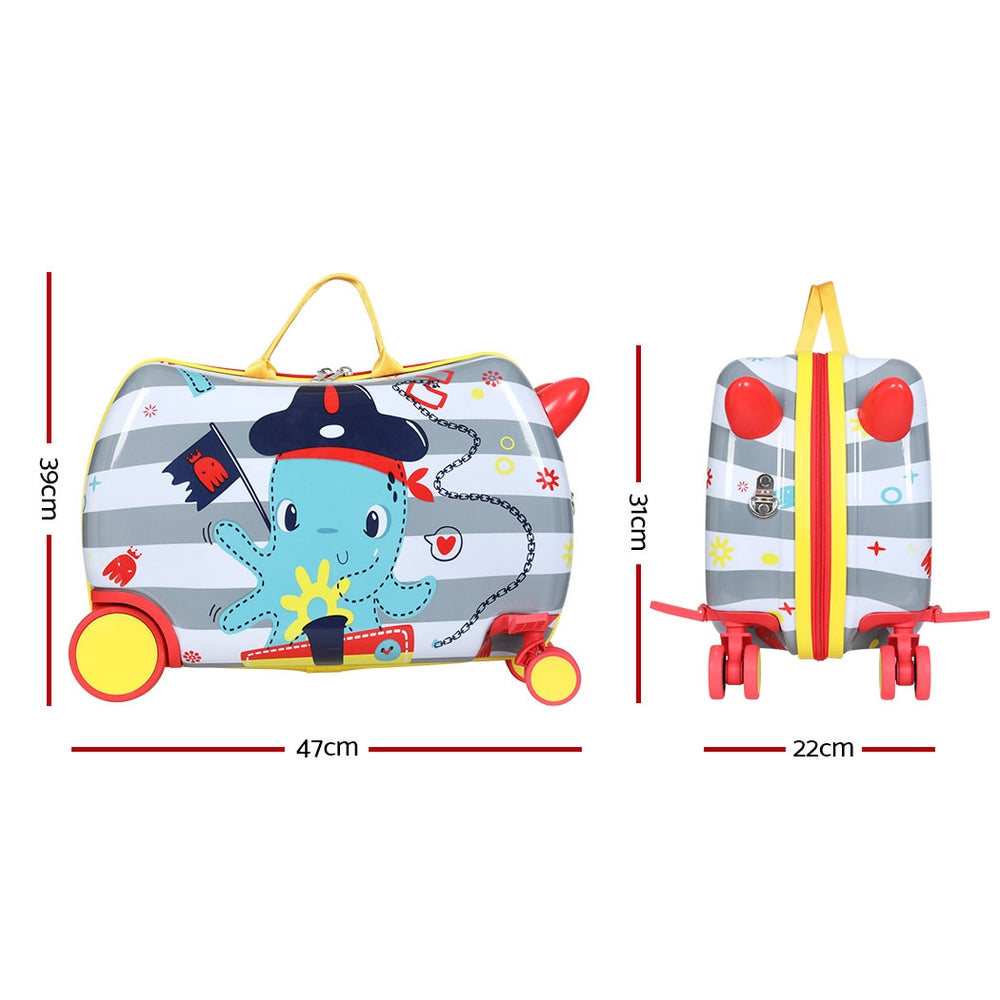 Wanderlite 17&quot; Kids Ride On Luggage Children Suitcase Trolley Travel Octopus-Home &amp; Garden &gt; Travel &gt; Suitcases-PEROZ Accessories