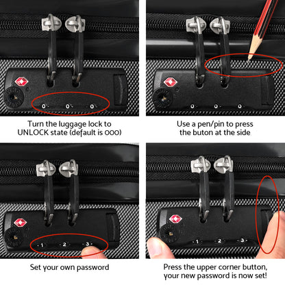 Wanderlite 2pc Luggage Trolley Set Suitcase Travel TSA Carry On Hard Case Lightweight Black-Luggage-PEROZ Accessories