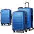 Wanderlite 3pc Luggage Trolley Set Suitcase Travel TSA Carry On Hard Case Lightweight Blue-Luggage-PEROZ Accessories