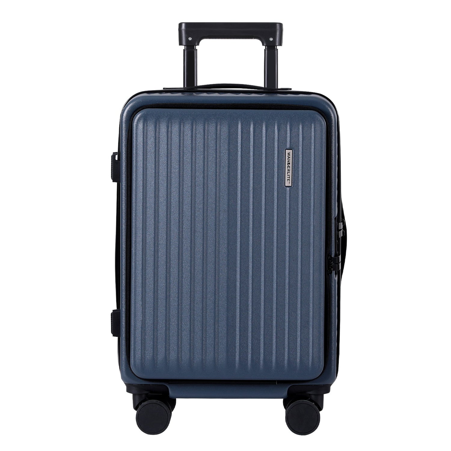 Wanderlite 20" Luggage Suitcase Front Pocket Travel Carry On Dual TSA Navy-Home &amp; Garden > Travel > Suitcases-PEROZ Accessories
