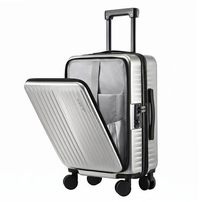 Wanderlite 20" Luggage Suitcase Front Pocket Travel Carry On Dual TSA Silver-Home &amp; Garden > Travel > Suitcases-PEROZ Accessories
