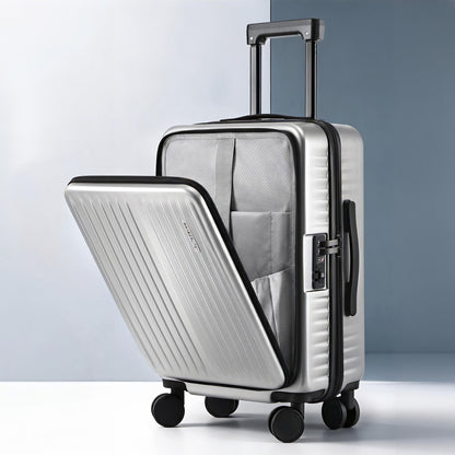 Wanderlite 20" Luggage Suitcase Front Pocket Travel Carry On Dual TSA Silver-Home &amp; Garden > Travel > Suitcases-PEROZ Accessories