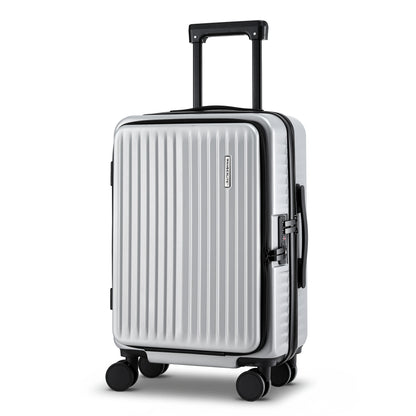 Wanderlite 20" Luggage Suitcase Front Pocket Travel Carry On Dual TSA Silver-Home &amp; Garden > Travel > Suitcases-PEROZ Accessories