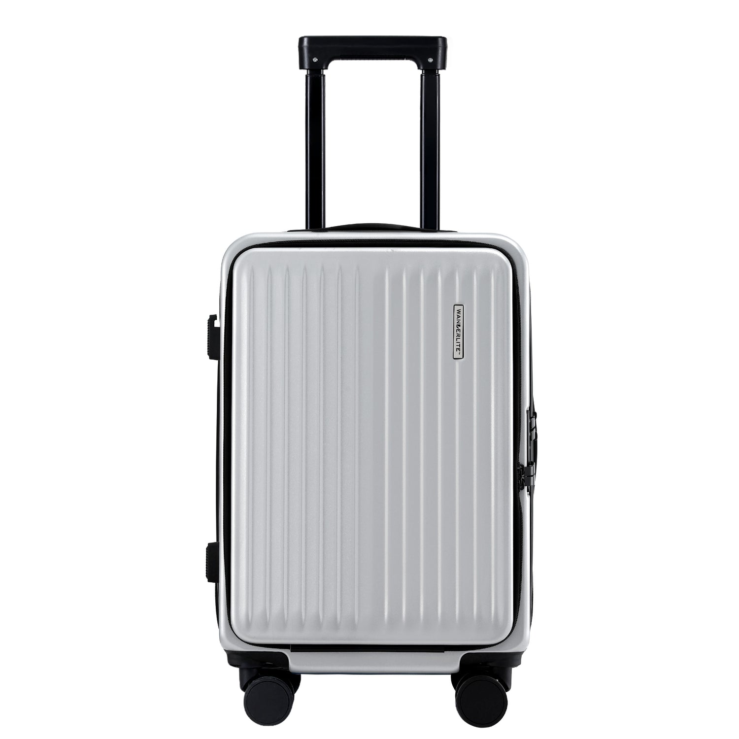 Wanderlite 20" Luggage Suitcase Front Pocket Travel Carry On Dual TSA Silver-Home &amp; Garden > Travel > Suitcases-PEROZ Accessories