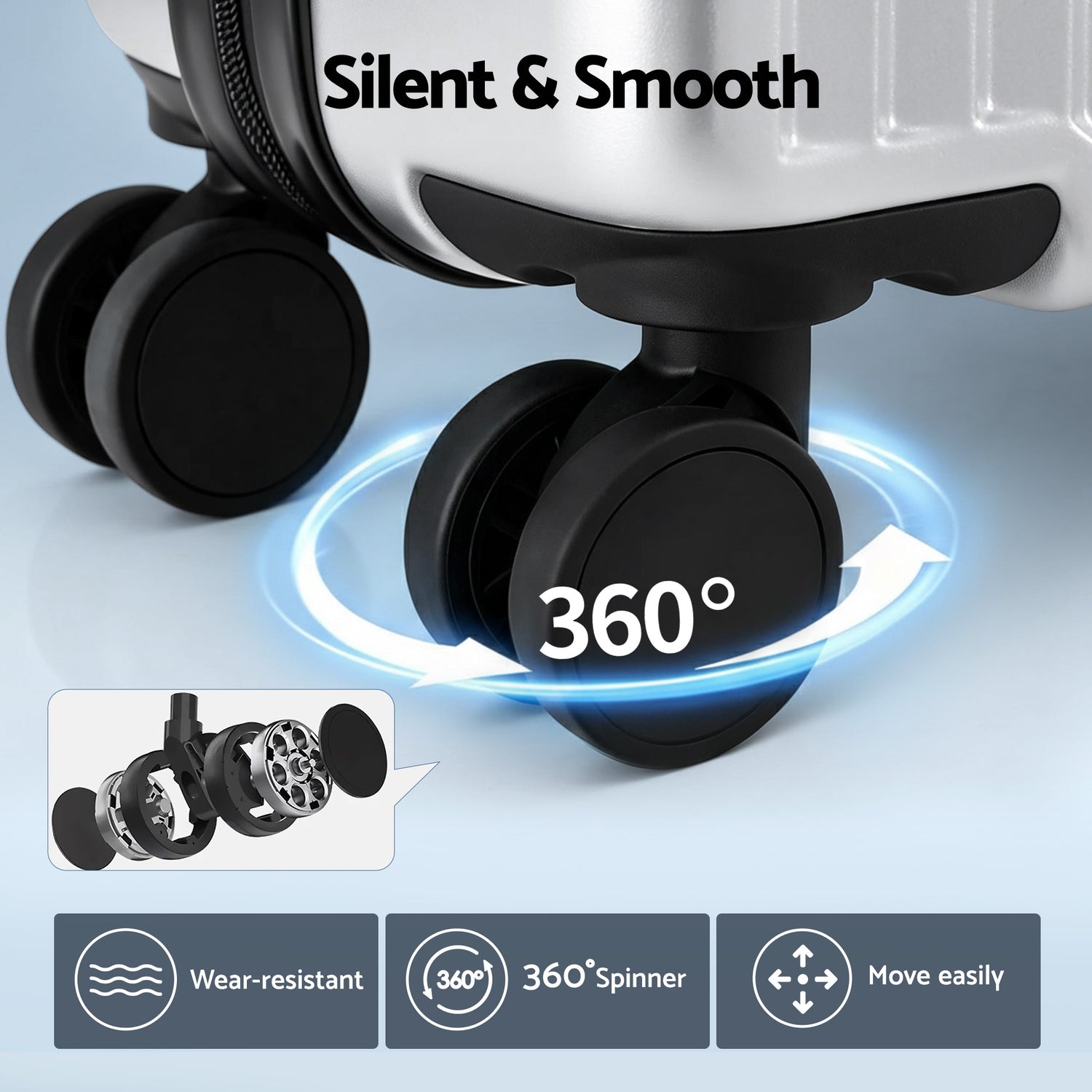 Wanderlite 20" Luggage Suitcase Front Pocket Travel Carry On Dual TSA Silver-Home &amp; Garden > Travel > Suitcases-PEROZ Accessories