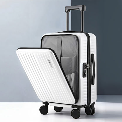 Wanderlite 20" Luggage Suitcase Front Pocket Travel Carry On Dual TSA White-Home &amp; Garden > Travel > Suitcases-PEROZ Accessories