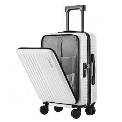 Wanderlite 20" Luggage Suitcase Front Pocket Travel Carry On Dual TSA White-Home &amp; Garden > Travel > Suitcases-PEROZ Accessories