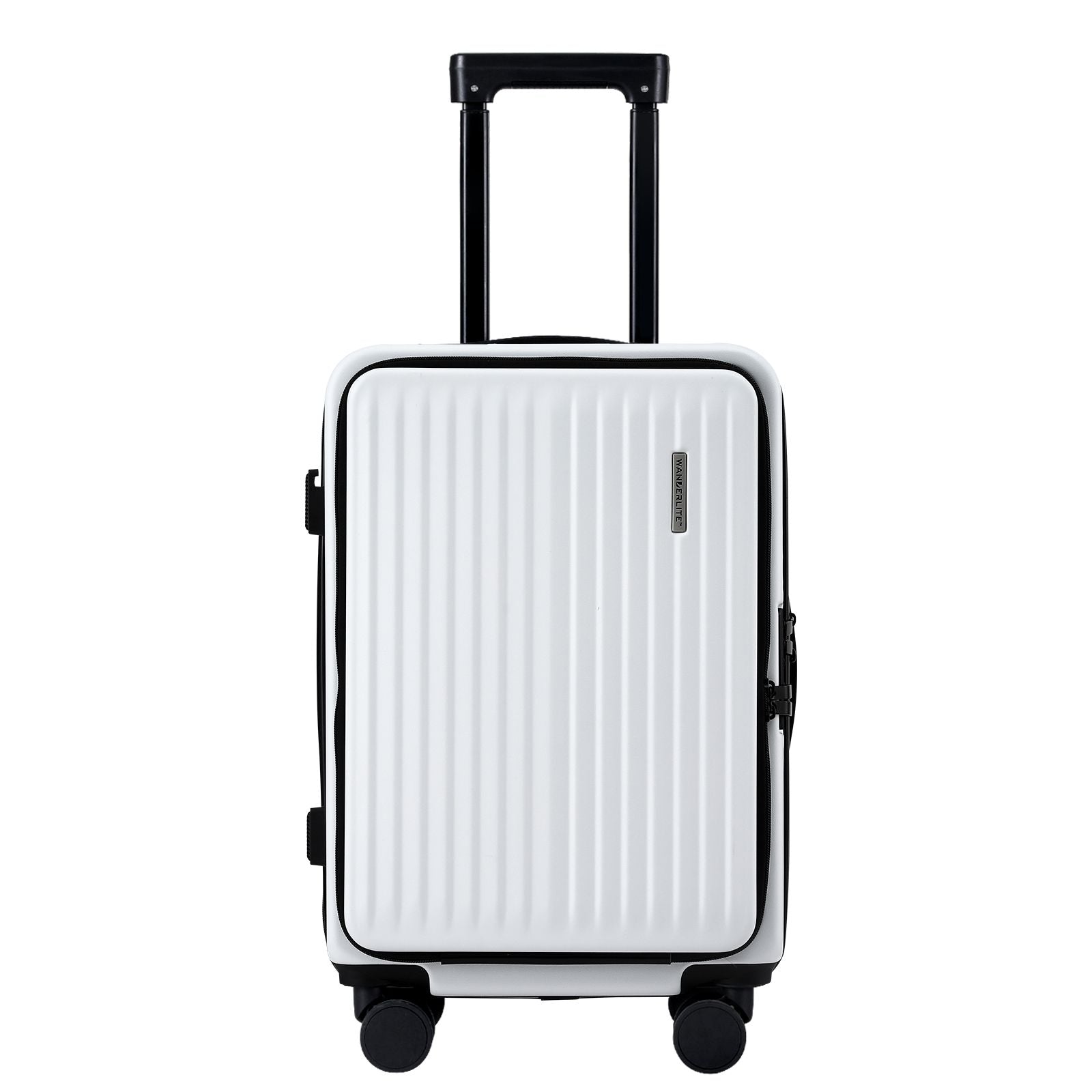 Wanderlite 20" Luggage Suitcase Front Pocket Travel Carry On Dual TSA White-Home &amp; Garden > Travel > Suitcases-PEROZ Accessories