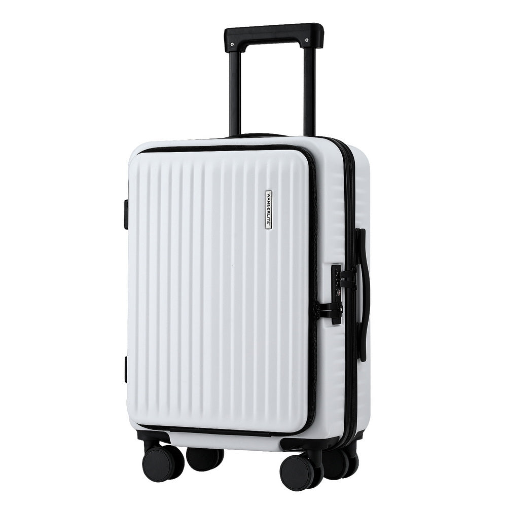 Wanderlite 20&quot; Luggage Suitcase Front Pocket Travel Carry On Dual TSA White-Home &amp; Garden &gt; Travel &gt; Suitcases-PEROZ Accessories