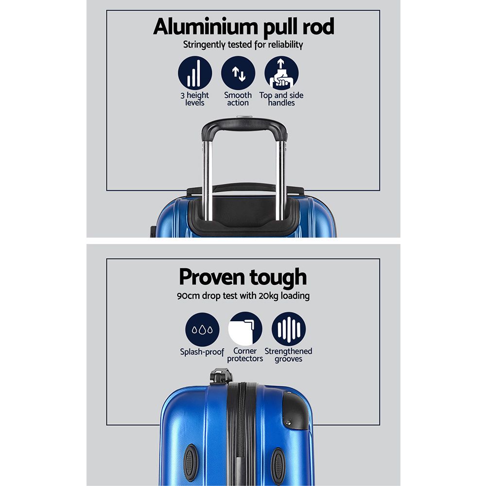 Wanderlite 3pcs LuggageTrolley Set Travel Suitcase Storage Organiser Carry On Hard Case TSA Lightweight Blue-Luggage-PEROZ Accessories