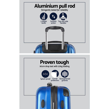 Wanderlite 3pcs LuggageTrolley Set Travel Suitcase Storage Organiser Carry On Hard Case TSA Lightweight Blue-Luggage-PEROZ Accessories