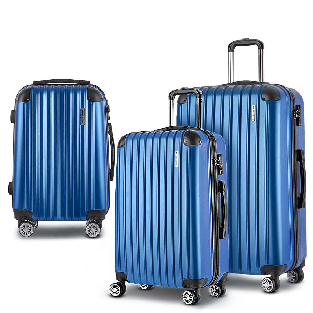 Wanderlite 3pcs LuggageTrolley Set Travel Suitcase Storage Organiser Carry On Hard Case TSA Lightweight Blue-Luggage-PEROZ Accessories