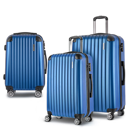 Wanderlite 3pcs LuggageTrolley Set Travel Suitcase Storage Organiser Carry On Hard Case TSA Lightweight Blue-Luggage-PEROZ Accessories
