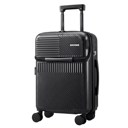 Wanderlite 20" Luggage Suitcase Front Pocket Travel Carry On TSA Black-Home &amp; Garden > Travel > Suitcases-PEROZ Accessories