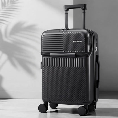 Wanderlite 20" Luggage Suitcase Front Pocket Travel Carry On TSA Black-Home &amp; Garden > Travel > Suitcases-PEROZ Accessories