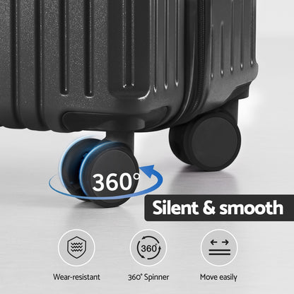 Wanderlite 2pcs Trunk Luggage Suitcase Travel Carry On TSA Lock 12&quot; 20&quot; Black-Home &amp; Garden &gt; Travel &gt; Suitcases-PEROZ Accessories