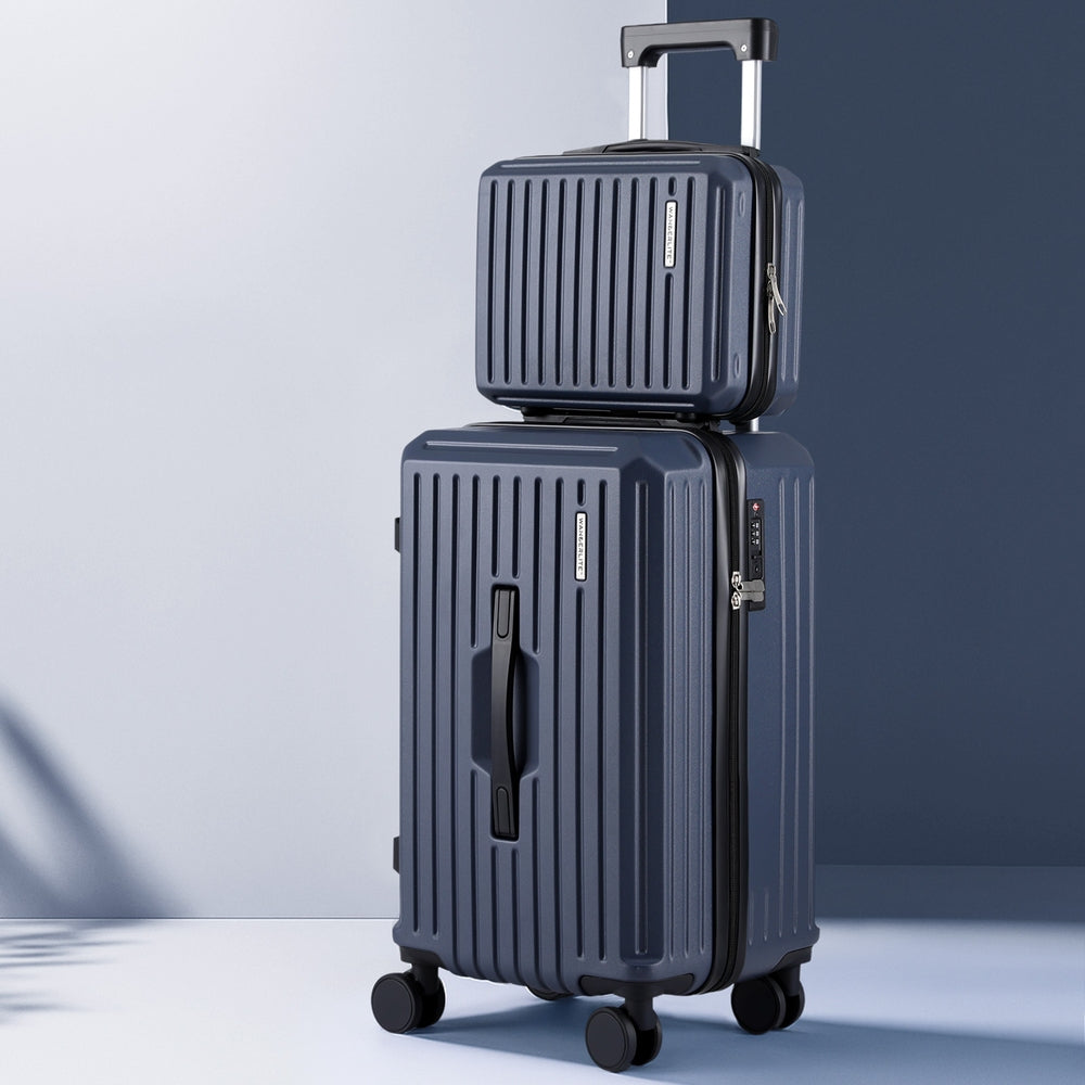 Wanderlite 2pcs Trunk Luggage Suitcase Travel Carry On TSA Lock 12&quot; 20&quot; Navy-Home &amp; Garden &gt; Travel &gt; Suitcases-PEROZ Accessories