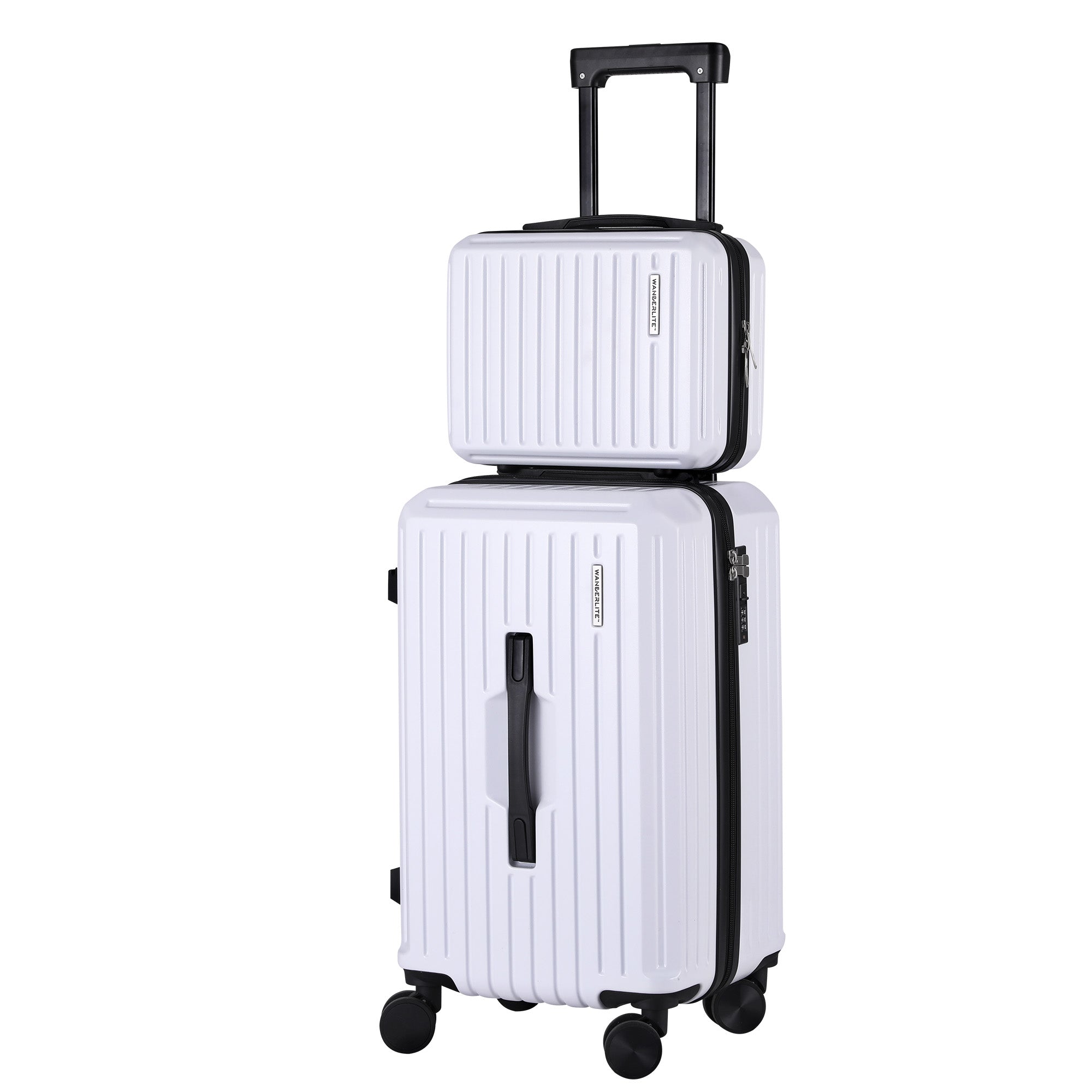 Wanderlite 2pcs Trunk Luggage Suitcase Travel Carry On TSA Lock 12" 20" White-Home &amp; Garden > Travel > Suitcases-PEROZ Accessories