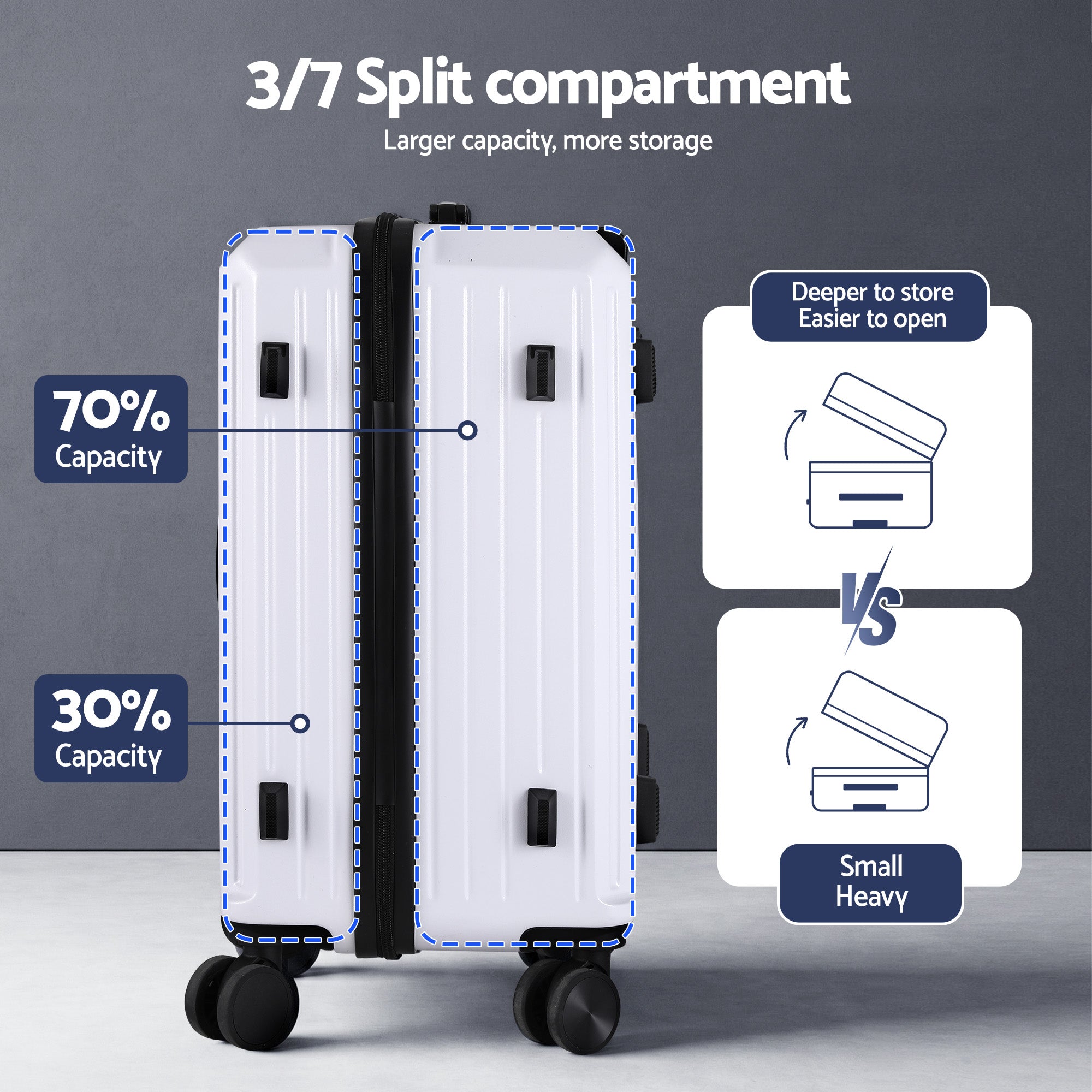 Wanderlite 2pcs Trunk Luggage Suitcase Travel Carry On TSA Lock 12" 20" White-Home &amp; Garden > Travel > Suitcases-PEROZ Accessories