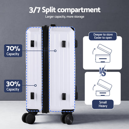 Wanderlite 2pcs Trunk Luggage Suitcase Travel Carry On TSA Lock 12" 20" White-Home &amp; Garden > Travel > Suitcases-PEROZ Accessories