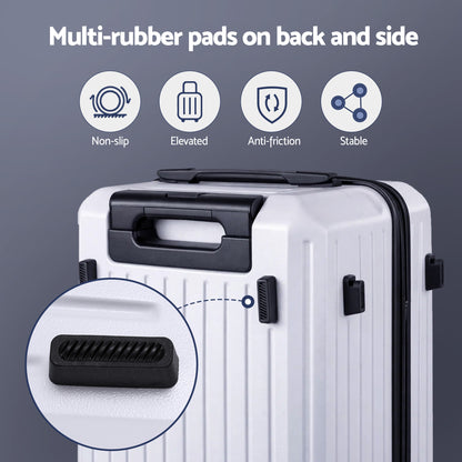 Wanderlite 2pcs Trunk Luggage Suitcase Travel Carry On TSA Lock 12" 20" White-Home &amp; Garden > Travel > Suitcases-PEROZ Accessories
