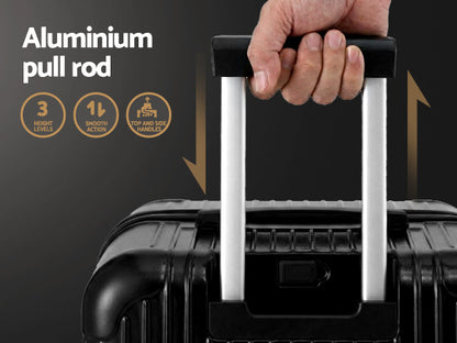 Wanderlite 28" Trunk Luggage Suitcase Travel 5 Wheels Type-C Port TSA Black-Home &amp; Garden > Travel > Suitcases-PEROZ Accessories