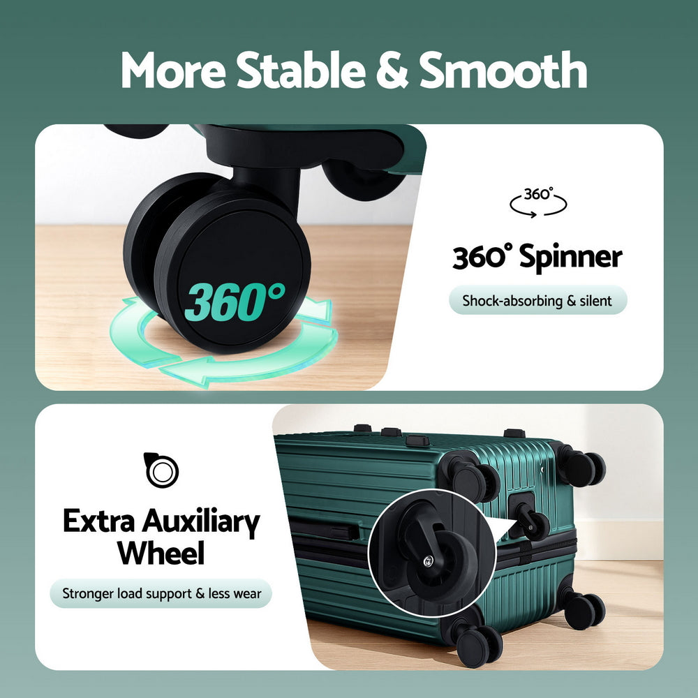 Wanderlite 28&quot; Trunk Luggage Suitcase Travel 5 Wheels Type-C Port TSA Green-Electronics &gt; Business &amp; Home Security &gt; Safes &amp; Lock Boxes-PEROZ Accessories