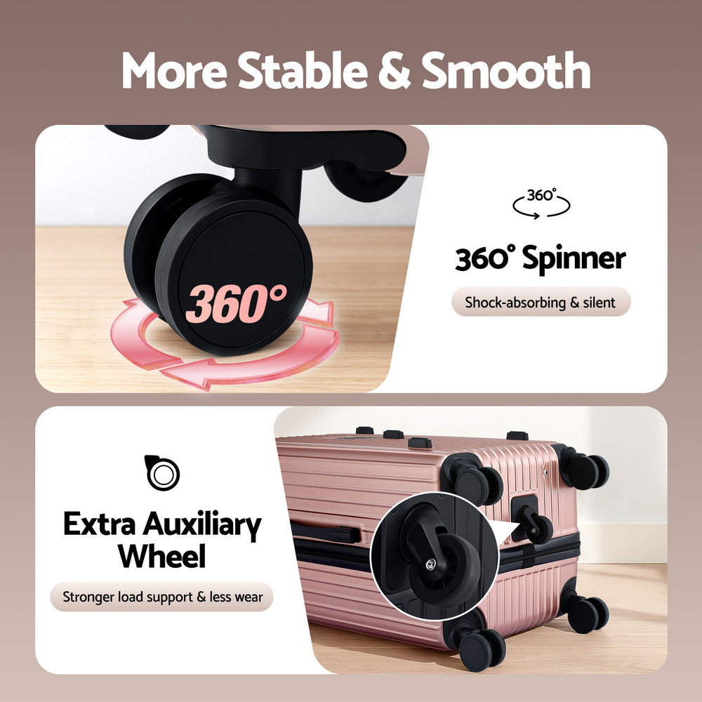 Wanderlite 28&quot; Trunk Luggage Suitcase Travel 5 Wheels Type-C Port TSA Rose Gold-Electronics &gt; Business &amp; Home Security &gt; Safes &amp; Lock Boxes-PEROZ Accessories