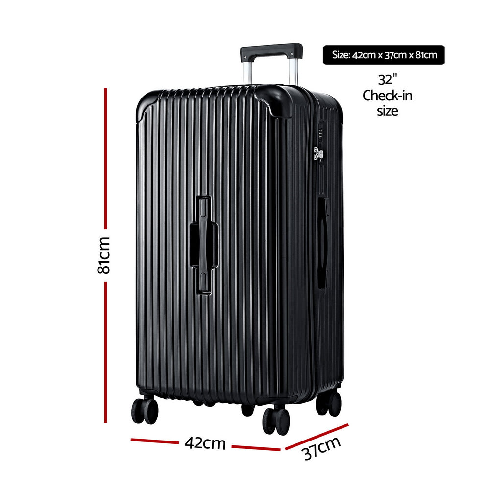 Wanderlite 32" Trunk Luggage Suitcase Travel 5 Wheels Type-C Port TSA Black-Electronics > Business &amp; Home Security > Safes &amp; Lock Boxes-PEROZ Accessories