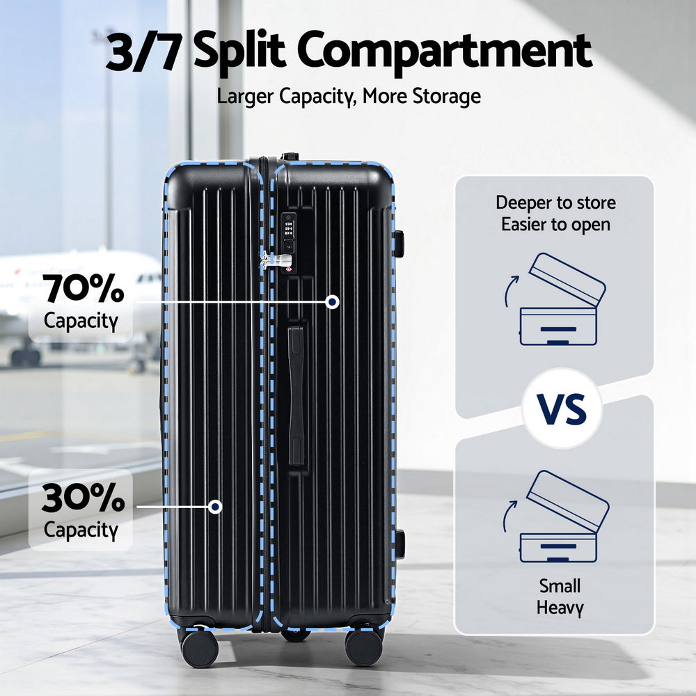 Wanderlite 32" Trunk Luggage Suitcase Travel 5 Wheels Type-C Port TSA Black-Electronics > Business &amp; Home Security > Safes &amp; Lock Boxes-PEROZ Accessories