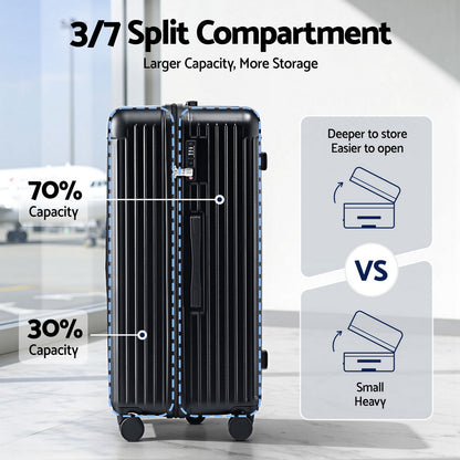 Wanderlite 32" Trunk Luggage Suitcase Travel 5 Wheels Type-C Port TSA Black-Electronics > Business &amp; Home Security > Safes &amp; Lock Boxes-PEROZ Accessories