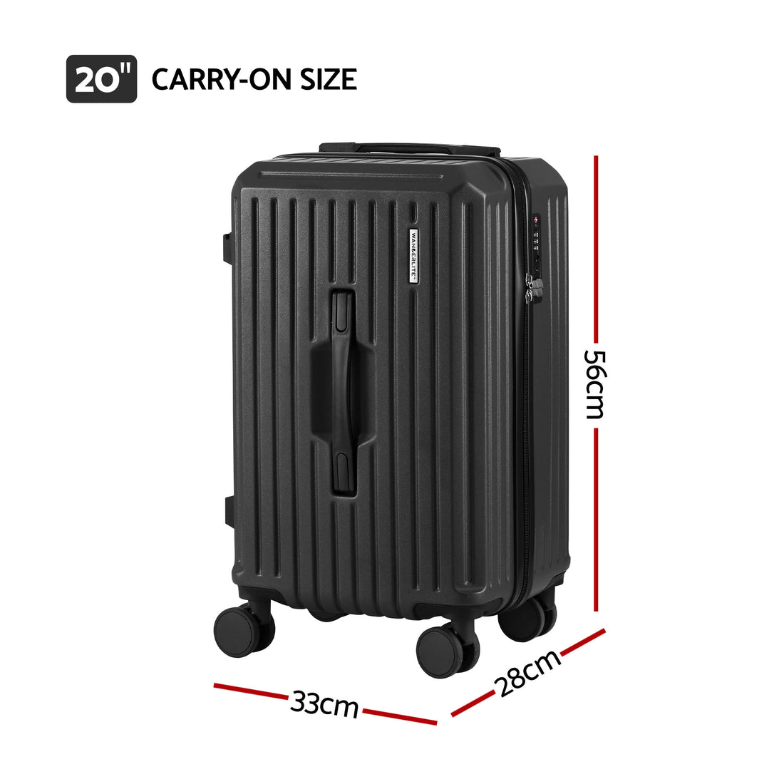 Wanderlite 20" Trunk Luggage Suitcase Travel Carry On TSA Lock Black-Home &amp; Garden > Travel > Suitcases-PEROZ Accessories