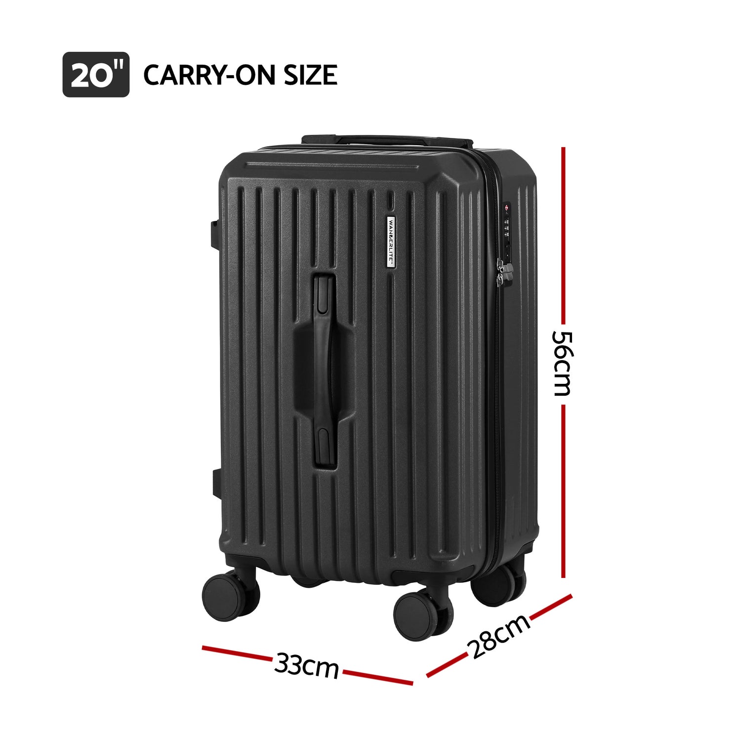 Wanderlite 20" Trunk Luggage Suitcase Travel Carry On TSA Lock Black-Home &amp; Garden > Travel > Suitcases-PEROZ Accessories