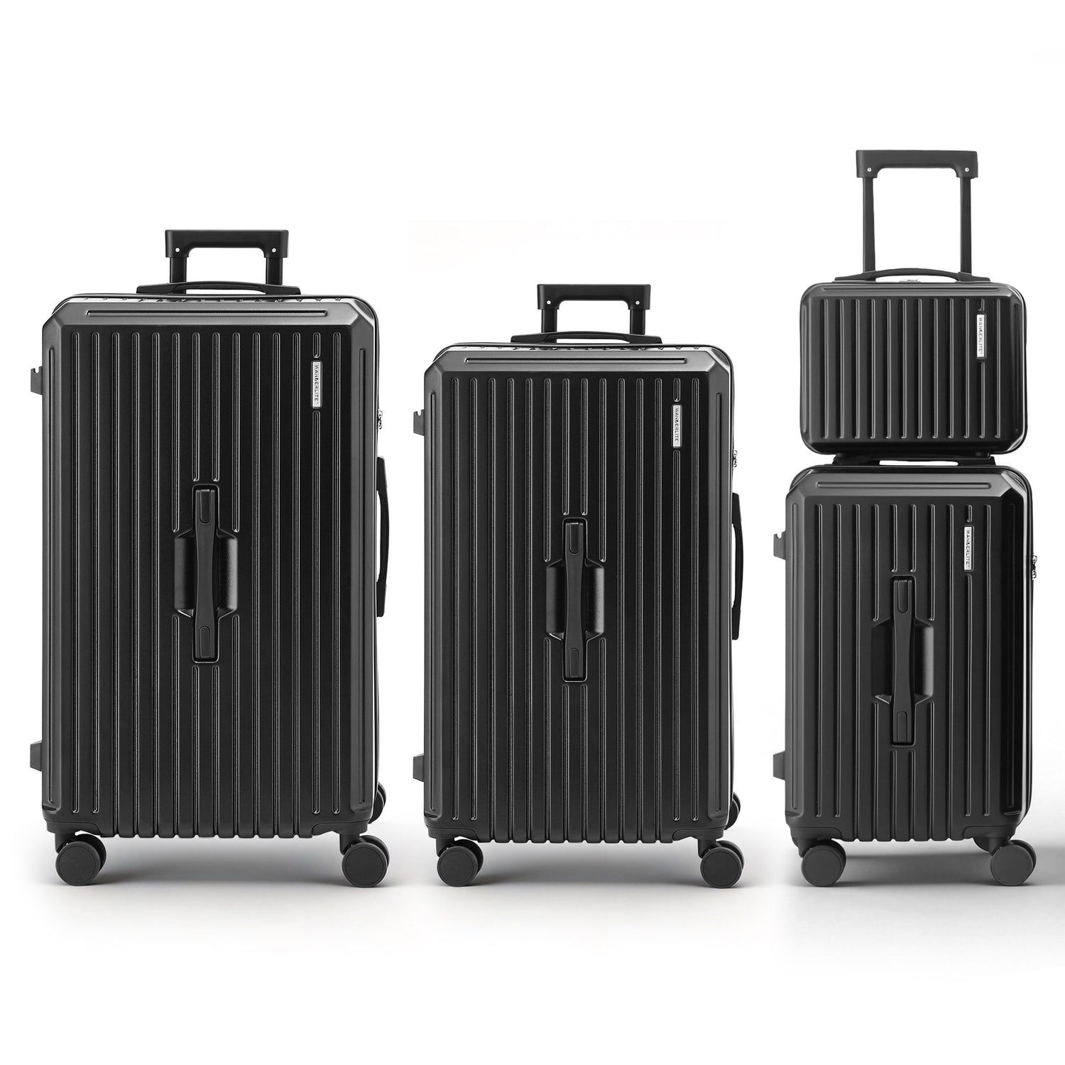 Wanderlite 4pcs Trunk Luggage Suitcase Set Travel Carry On TSA Lock Black-Home &amp; Garden > Travel > Suitcases-PEROZ Accessories