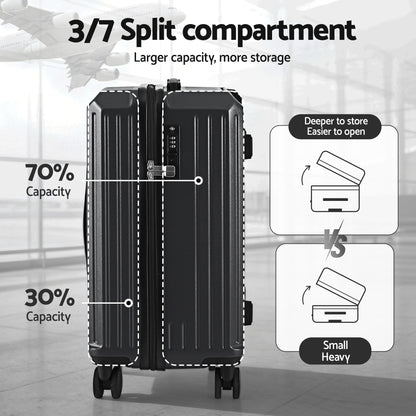 Wanderlite 4pcs Trunk Luggage Suitcase Set Travel Carry On TSA Lock Black-Home &amp; Garden > Travel > Suitcases-PEROZ Accessories