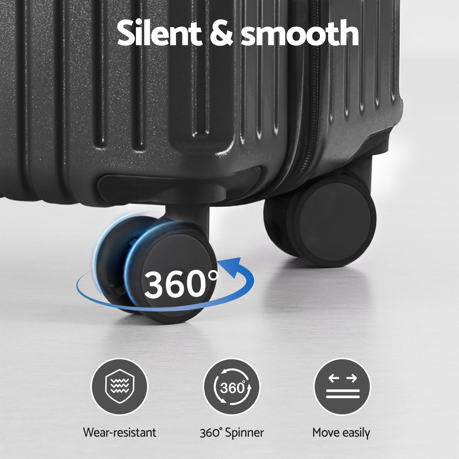 Wanderlite 4pcs Trunk Luggage Suitcase Set Travel Carry On TSA Lock Black-Home &amp; Garden > Travel > Suitcases-PEROZ Accessories