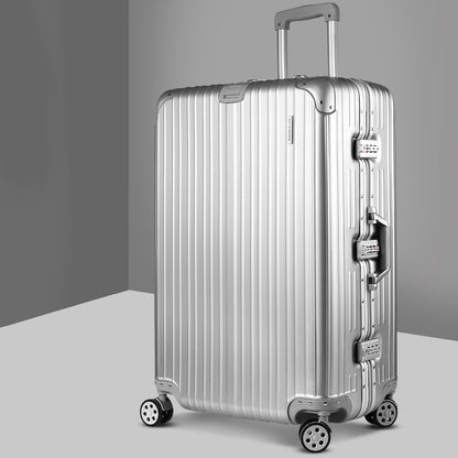 Wanderlite 28&quot; Luggage Trolley Travel Suitcase Set TSA Carry On Lightweight Aluminum Silver-Luggage-PEROZ Accessories