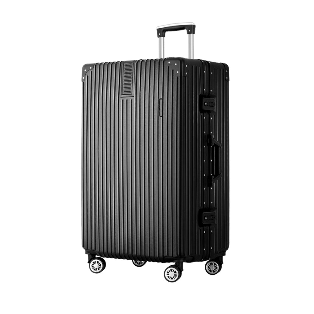 Wanderlite 28&quot; Luggage Trolley Travel Suitcase Set TSA Hard Case Lightweight Aluminum Black-Home &amp; Garden &gt; Travel &gt; Suitcases-PEROZ Accessories