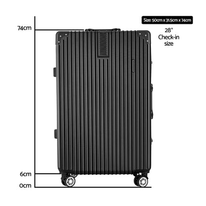 Wanderlite 28&quot; Luggage Trolley Travel Suitcase Set TSA Hard Case Lightweight Aluminum Black-Home &amp; Garden &gt; Travel &gt; Suitcases-PEROZ Accessories