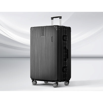 Wanderlite 28&quot; Luggage Trolley Travel Suitcase Set TSA Hard Case Lightweight Aluminum Black-Home &amp; Garden &gt; Travel &gt; Suitcases-PEROZ Accessories