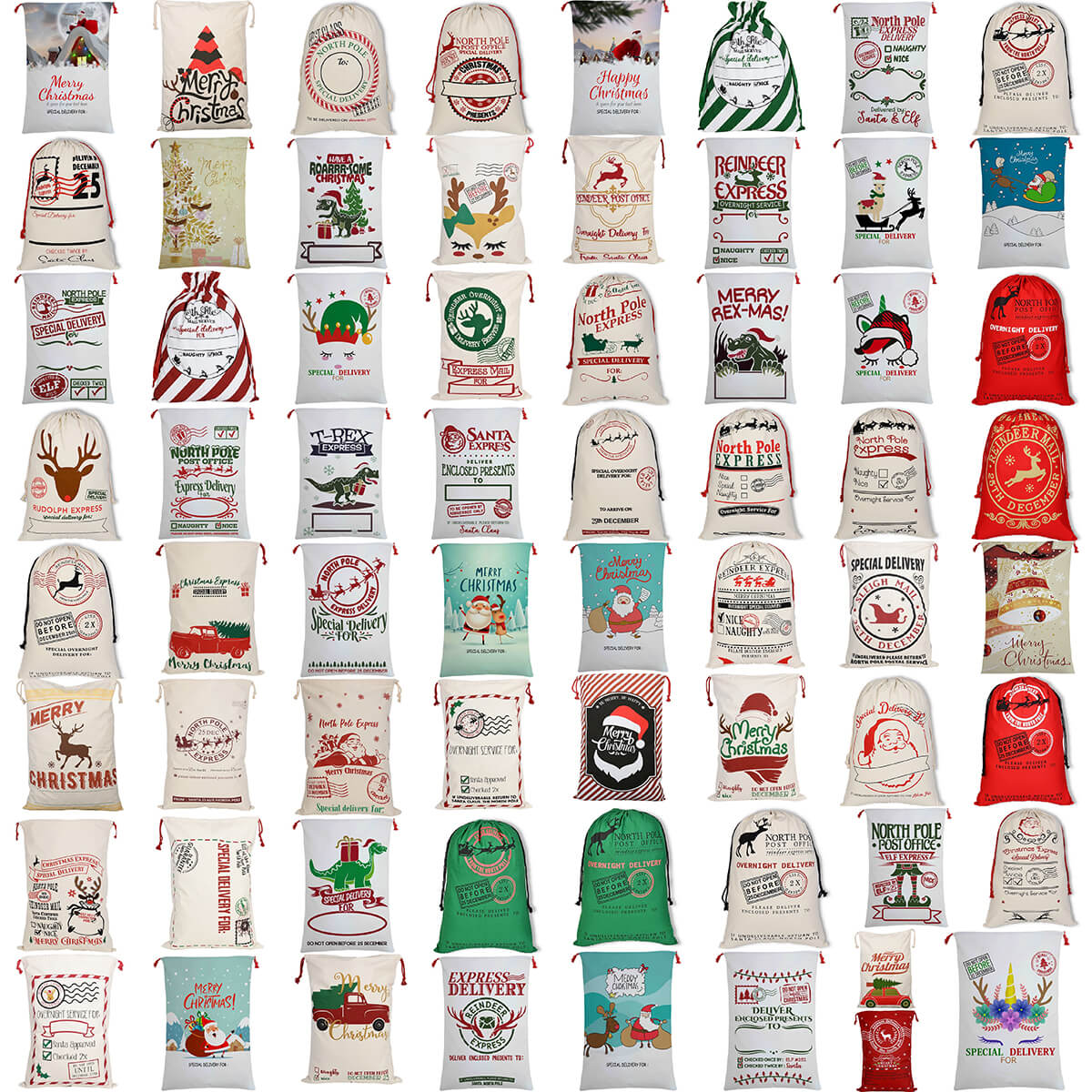 Large Christmas XMAS Hessian Santa Sack Stocking Bag Reindeer Children Gifts Bag, Have A Roar-some Christmas-Occasions > Christmas > Christmas Decorations-PEROZ Accessories