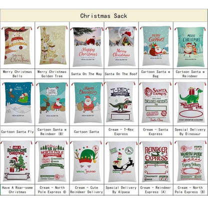 Large Christmas XMAS Hessian Santa Sack Stocking Bag Reindeer Children Gifts Bag, Have A Roar-some Christmas-Occasions > Christmas > Christmas Decorations-PEROZ Accessories