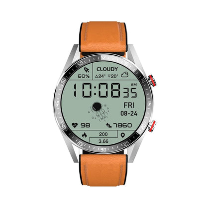 Leather Strap Amoled Smart Watch With Heart Rate And Blood Pressure Monitoring - Black-Smart Watches-PEROZ Accessories