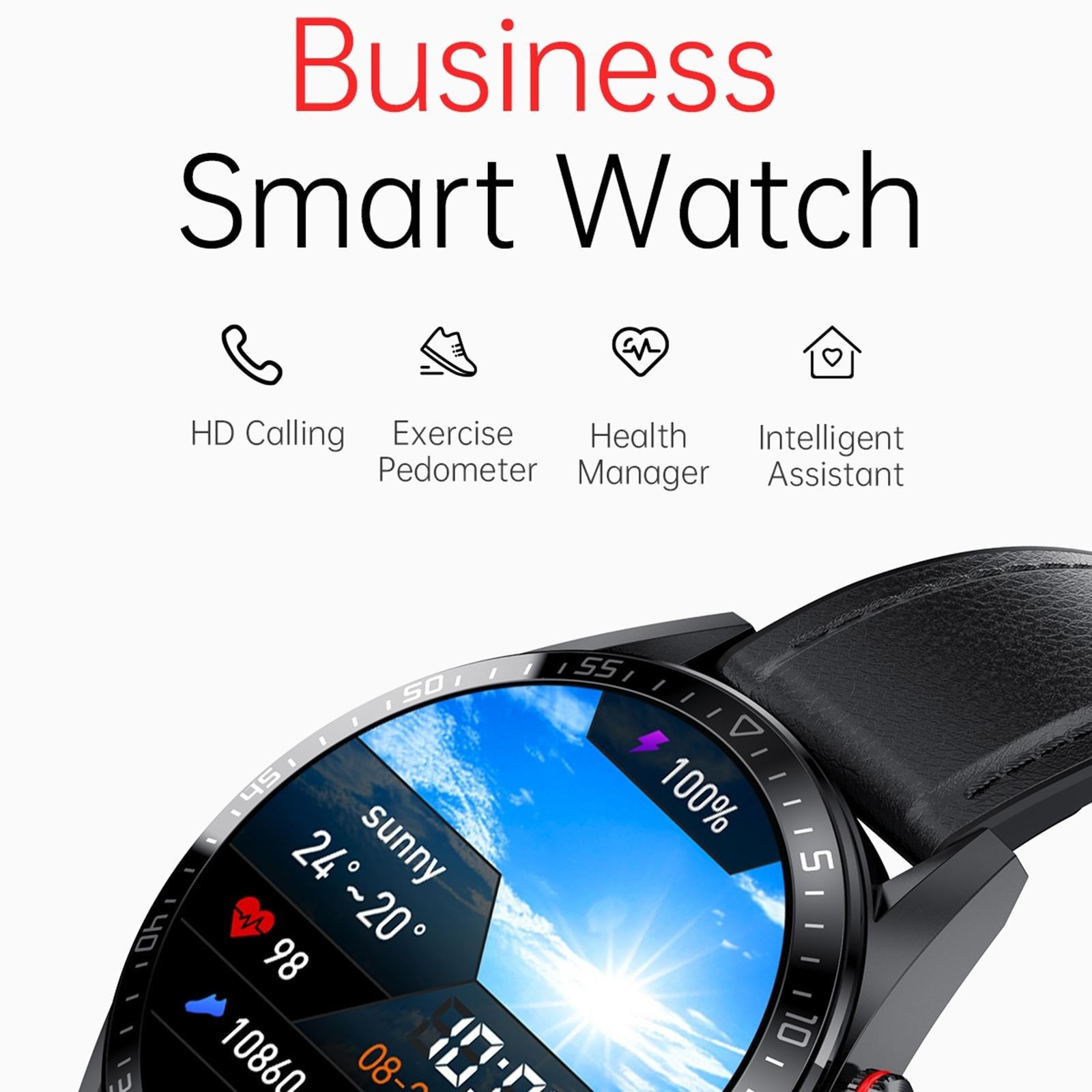 Leather Strap Amoled Smart Watch With Heart Rate And Blood Pressure Monitoring - Brown-Smart Watches-PEROZ Accessories