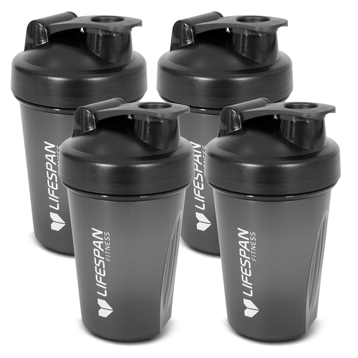 Lifespan Fitness Shaker Bottle 500ml in Black (Pack of 4)-Sports &amp; Fitness > Exercise, Gym &amp; Fitness > Gym Equipment &amp; Accessories-PEROZ Accessories