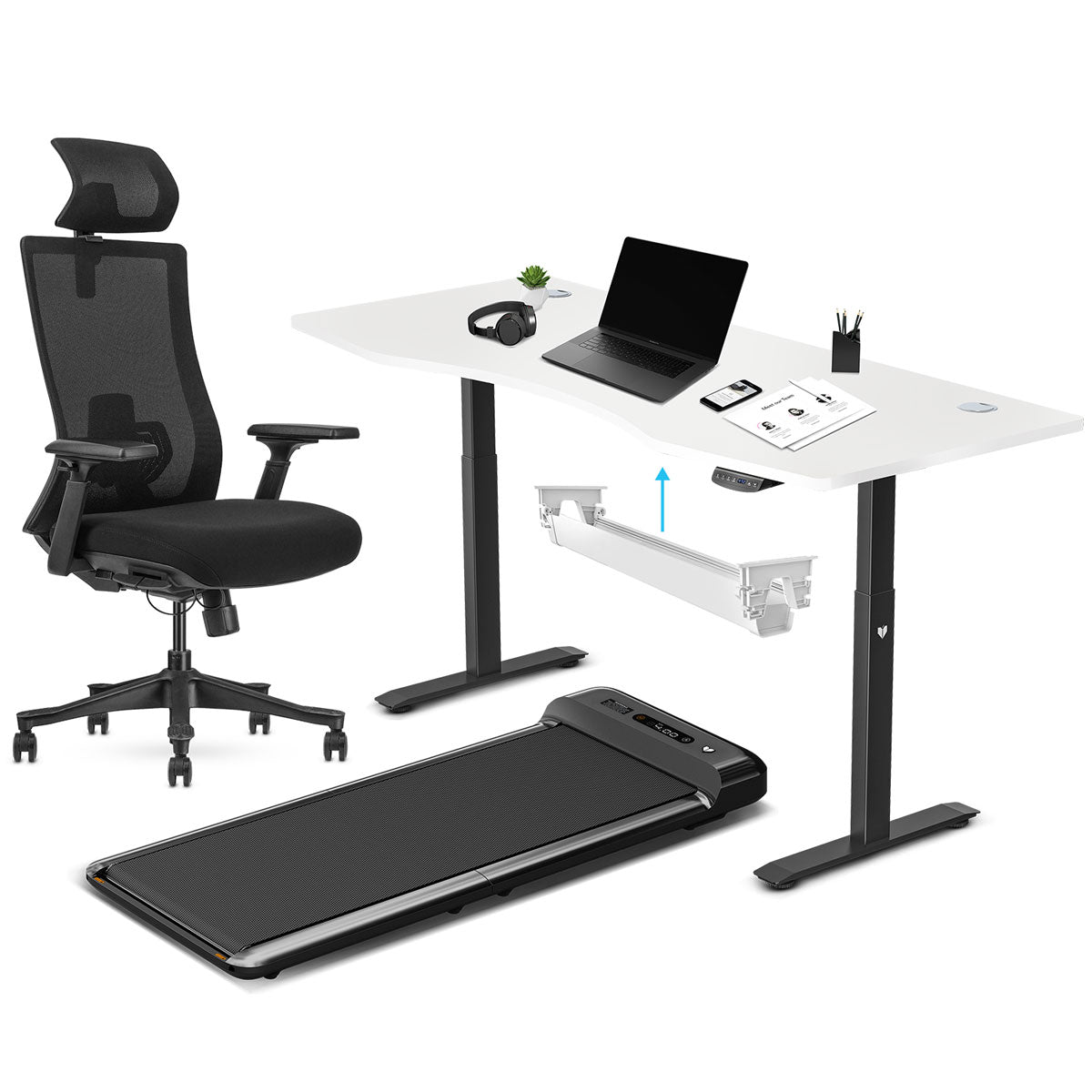 Lifespan Fitness WalkingPad M2 + ErgoDesk 1800mm White + Cable Management + DM9 Chair-Walking Pad-PEROZ Accessories
