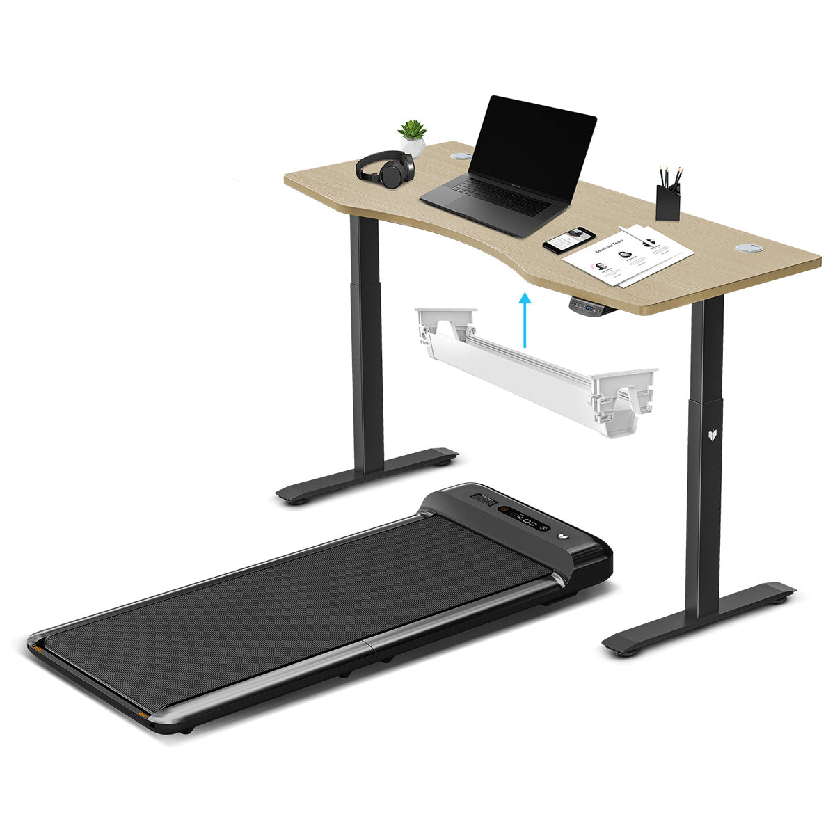 Lifespan Fitness WalkingPad M2 Treadmill with ErgoDesk Automatic Oak Standing Desk 1500mm + Cable Management Tray-Walking Pad-PEROZ Accessories