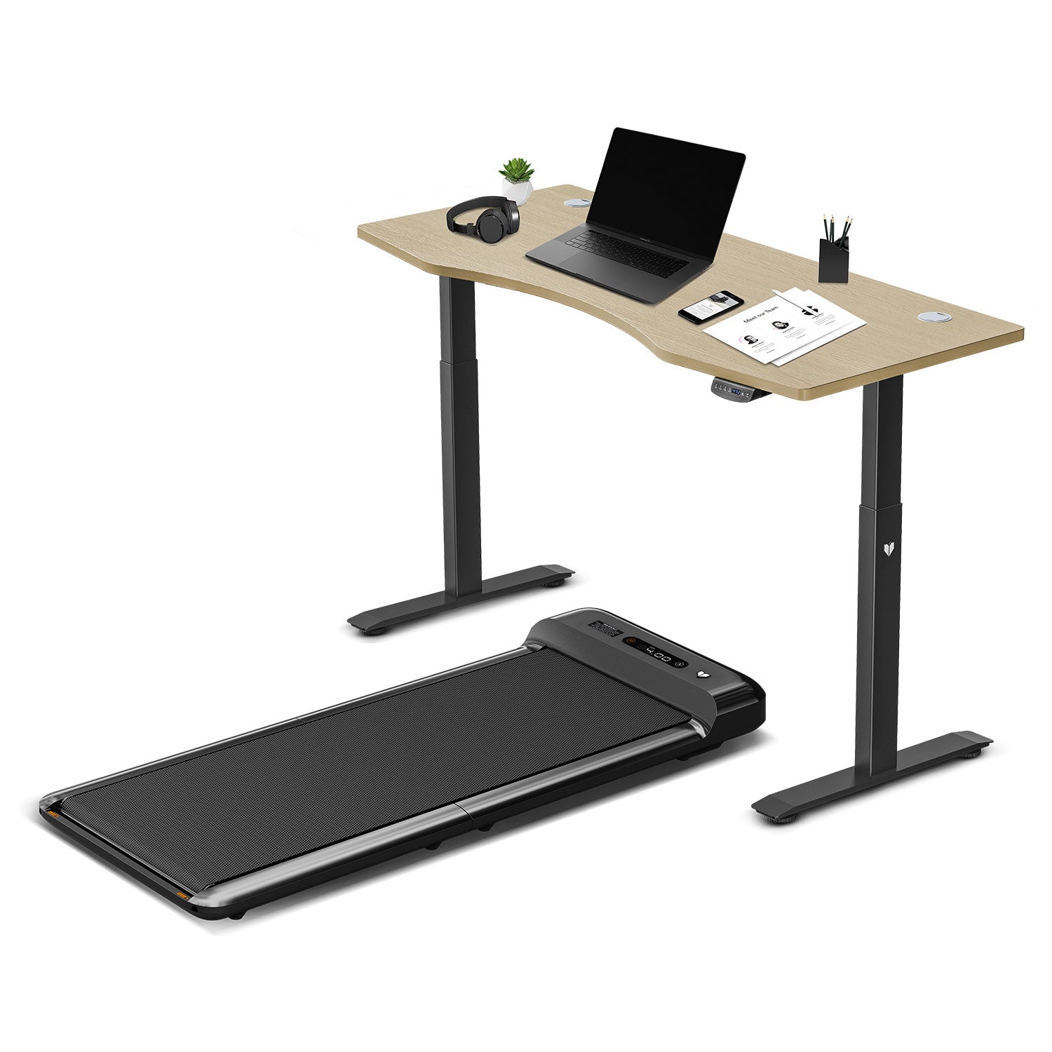Lifespan Fitness Walkingpad M2 Treadmill with Dual Motor Automatic Standing Desk 150cm in Oak/Black-Walking Pad-PEROZ Accessories