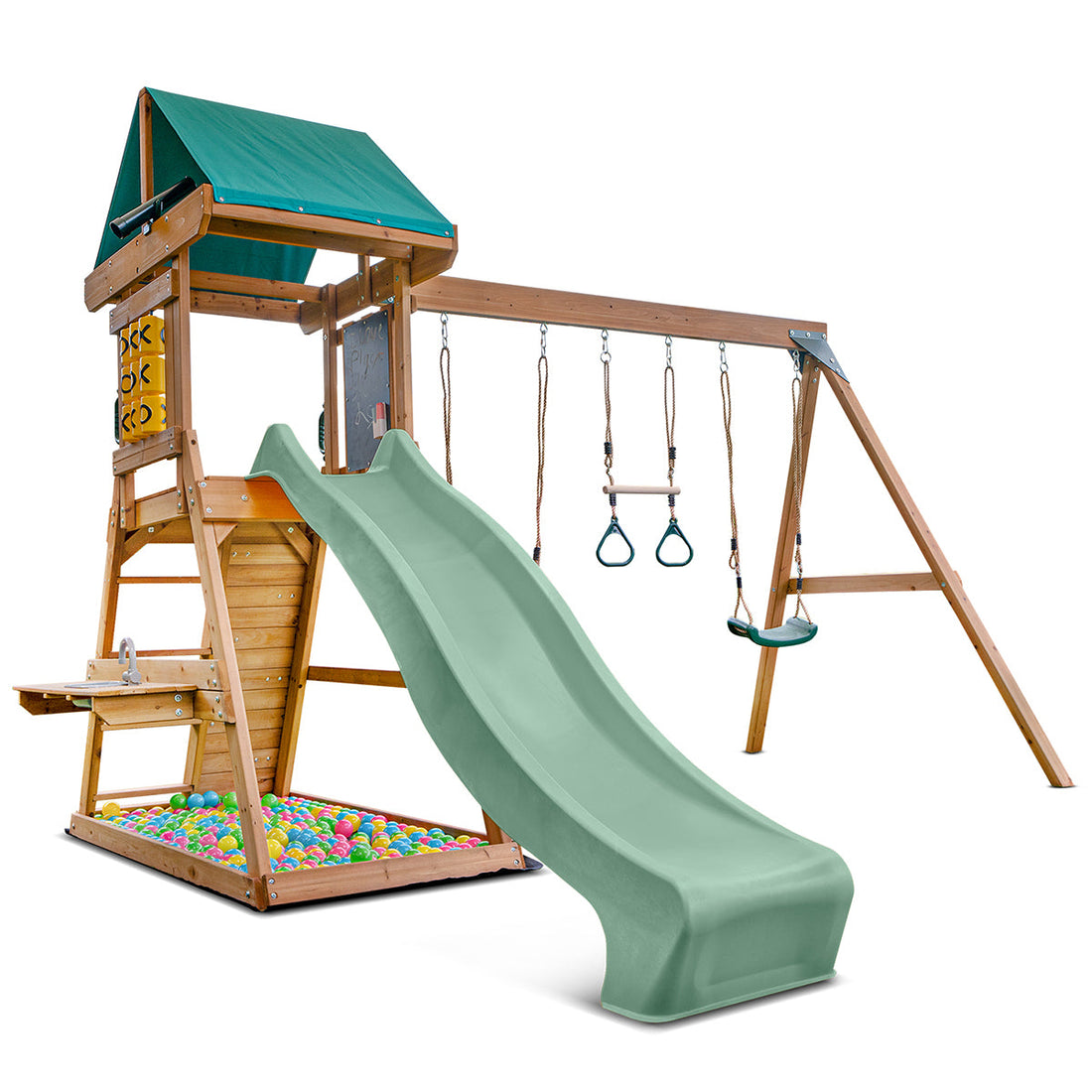 Lifespan Kids Birmingham Swing Set &amp; Play Centre with 2.2m Slide (Pastel Green)-Baby &amp; Kids &gt; Baby &amp; Kid&